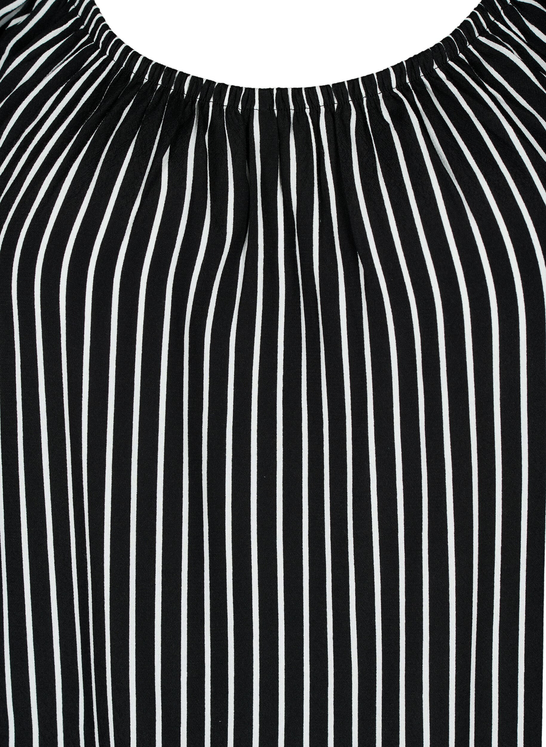 Zizzi Chemisier ray&eacute; &agrave; manches courtes en viscose, Black/ White Stripe, Packshot image number 2