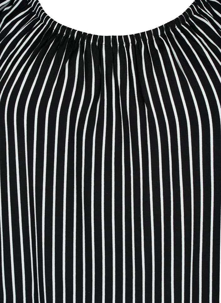 Chemisier rayé à manches courtes en viscose, Black/ White Stripe, Packshot image number 2