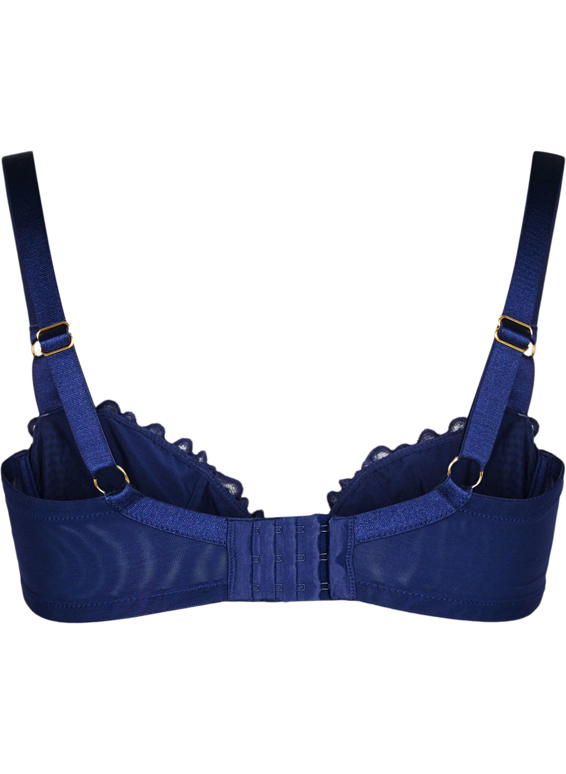 Zizzi Soutien-gorge corbeille avec dentelle et ruban satin, Bleu, Packshot image number 1