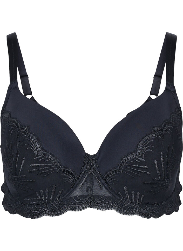 Soutien-gorge à armatures avec rembourrage et dentelle, Black, Packshot image number 0