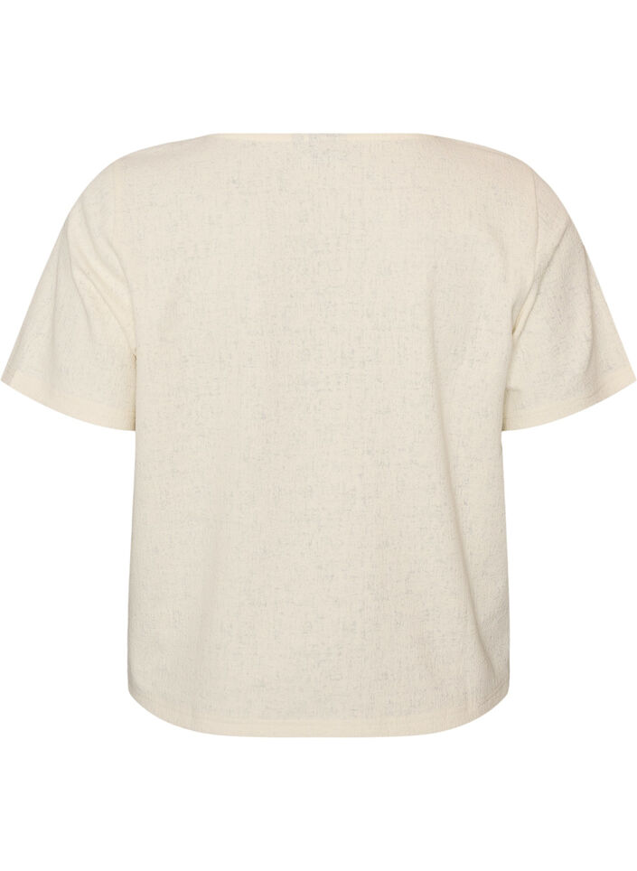 Blouse en coton textur&eacute; avec fermeture &agrave; boutons, Vanille, Packshot image number 1