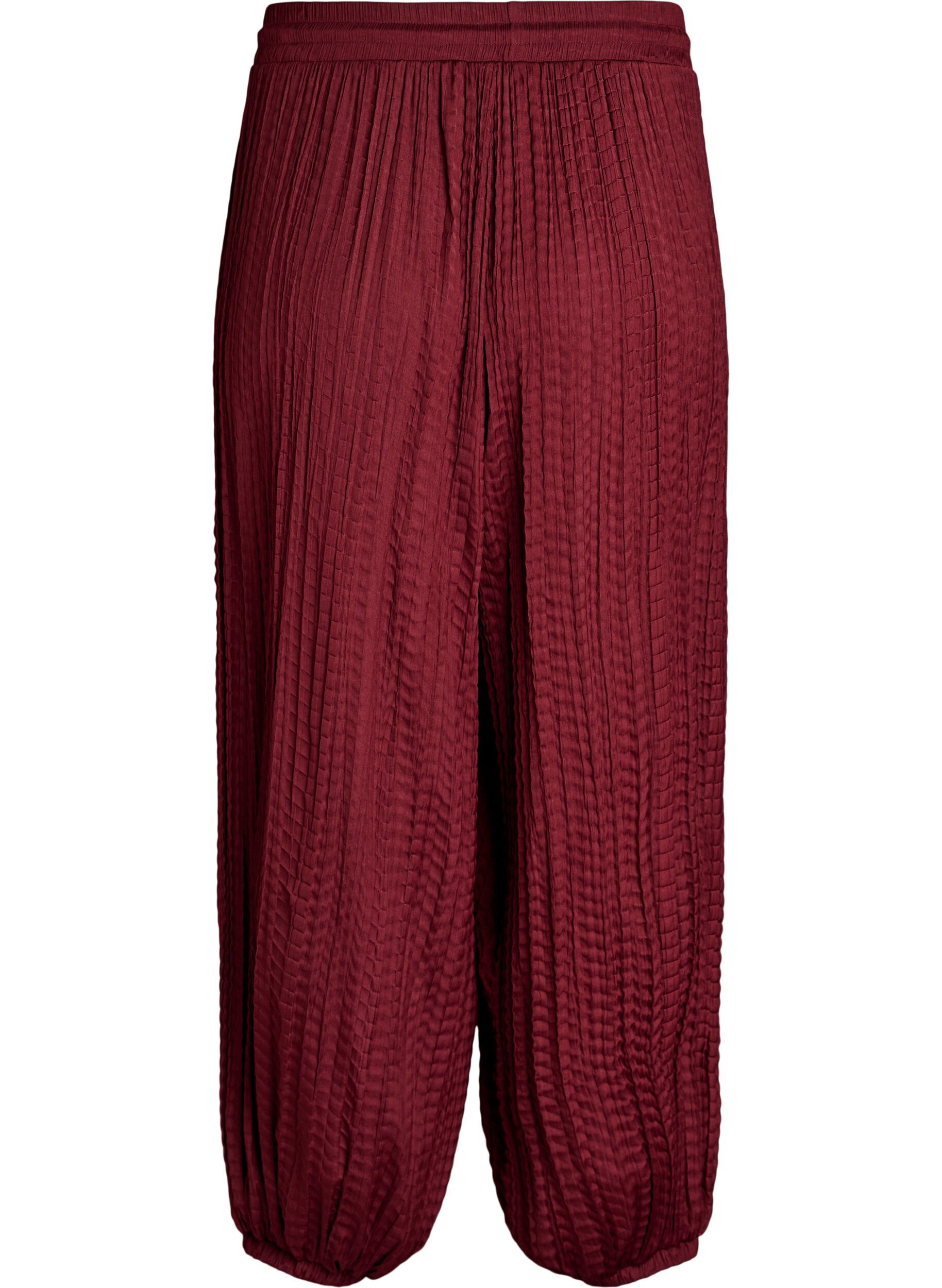 ZizziPantalon ballon textur&eacute; avec ceinture &eacute;lastique, Bordeaux, Packshot image number 1