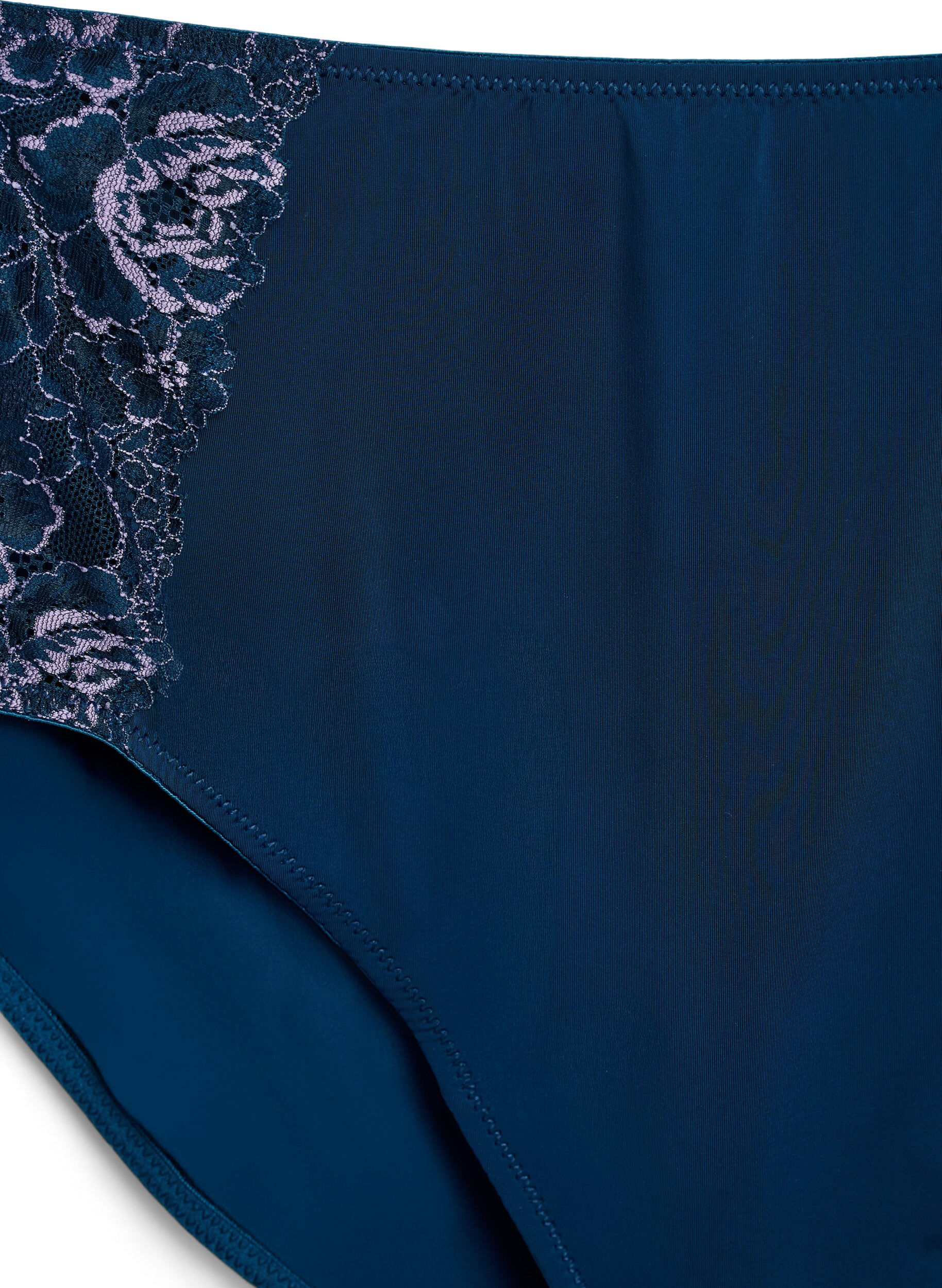 Zizzi Culottes en microfibre avec de la dentelle et une taille classique, Bleu, Packshot image number 2