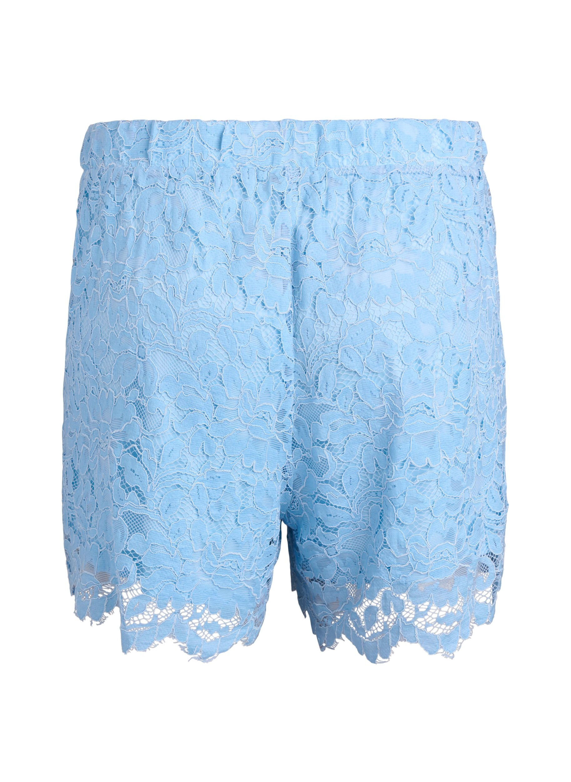 Zizzi Short en dentelle taille haute avec poches, Bleu, Packshot image number 1