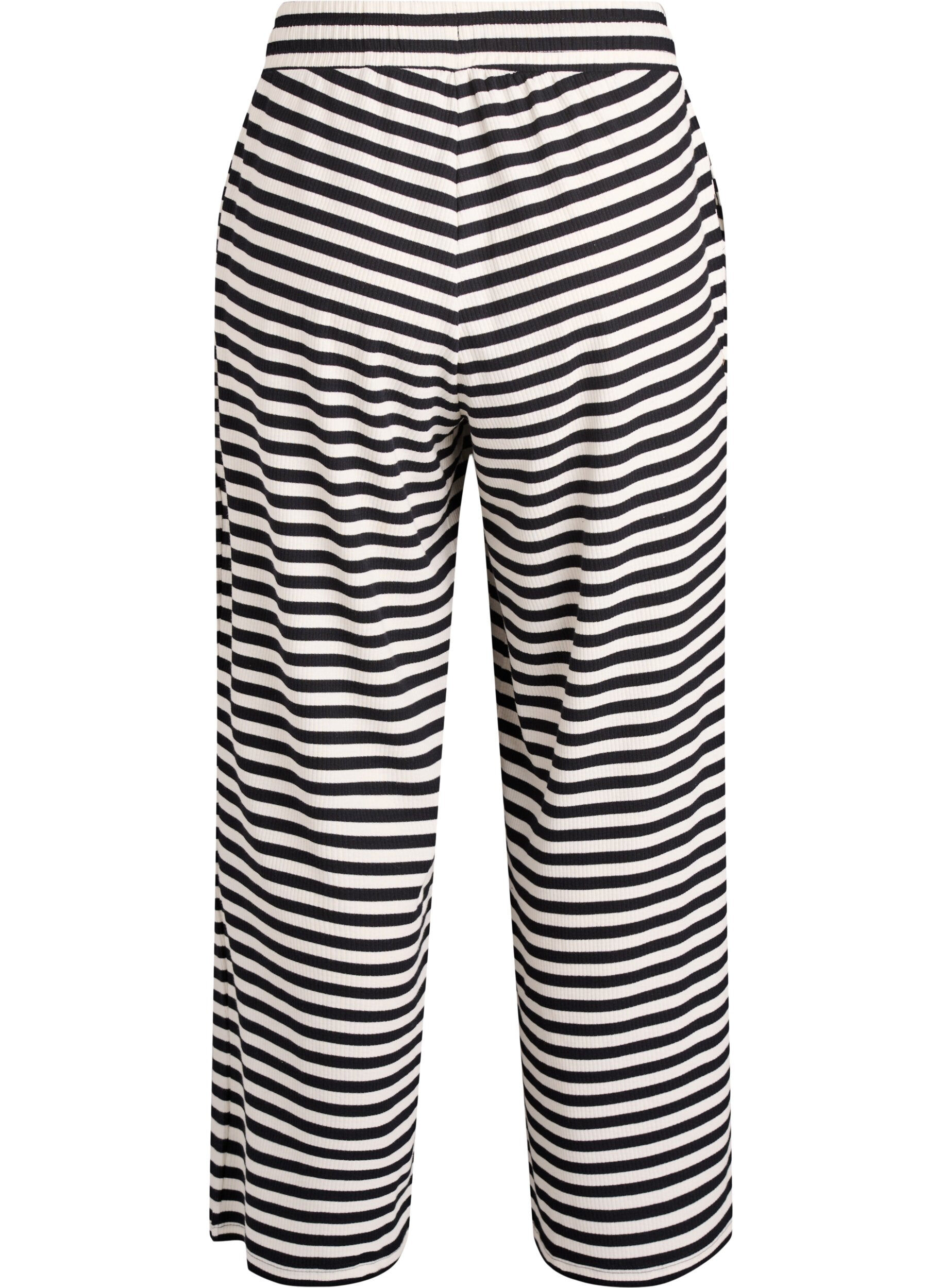 ZizziPantalon de pyjama ray&eacute; &agrave; taille haute et coupe ample, Noir, Packshot image number 1