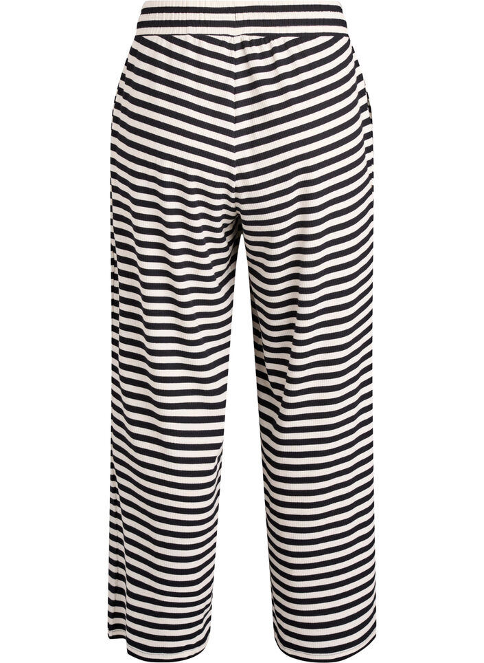 Pantalon de pyjama ray&eacute; &agrave; taille haute et coupe ample, Noir, Packshot image number 1