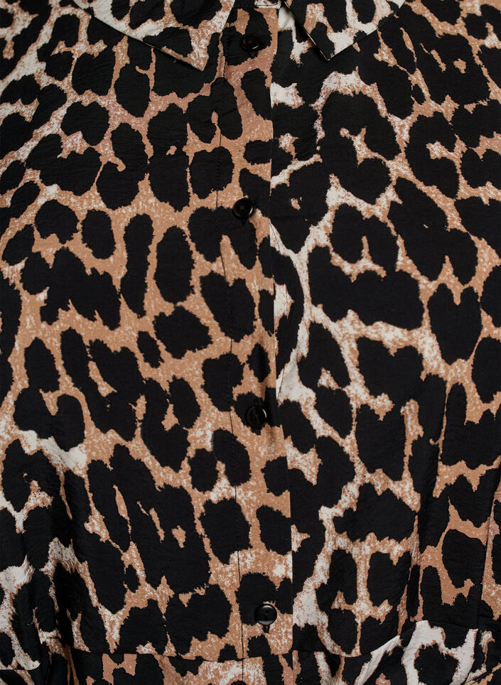 Tunique &agrave; motifs avec une ceinture &agrave; nouer et des manches 3/4, Marron, Packshot image number 2