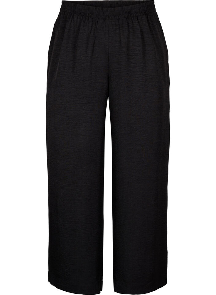 Pantalon ample avec ceinture &eacute;lastique et poches, Noir, Packshot image number 0