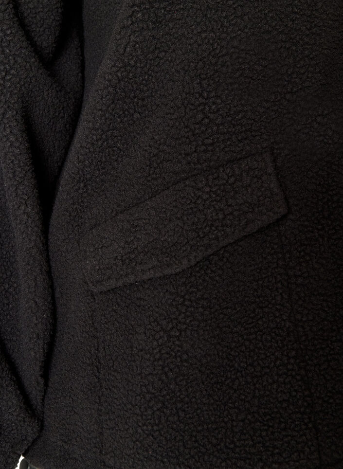 Veste teddy &agrave; capuche zipp&eacute;e, Noir, Packshot image number 3