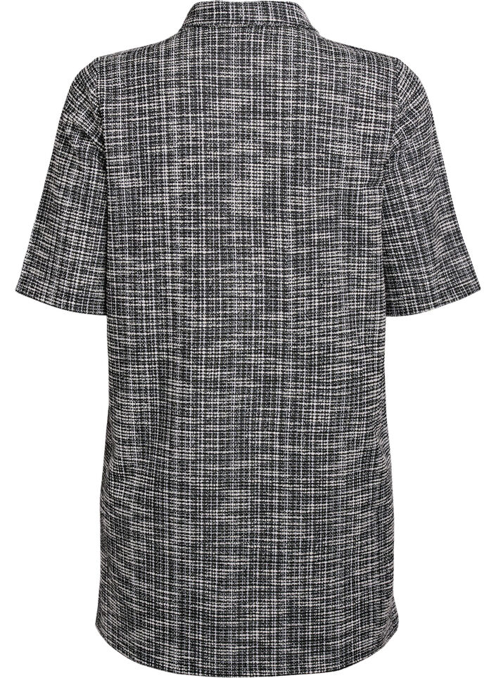 Robe courte en jersey textur&eacute; &agrave; carreaux graphiques, Vanille, Packshot image number 1