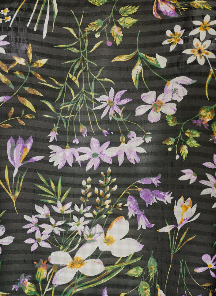 Blouse &agrave; imprim&eacute; floral et col V, Noir, Packshot image number 2