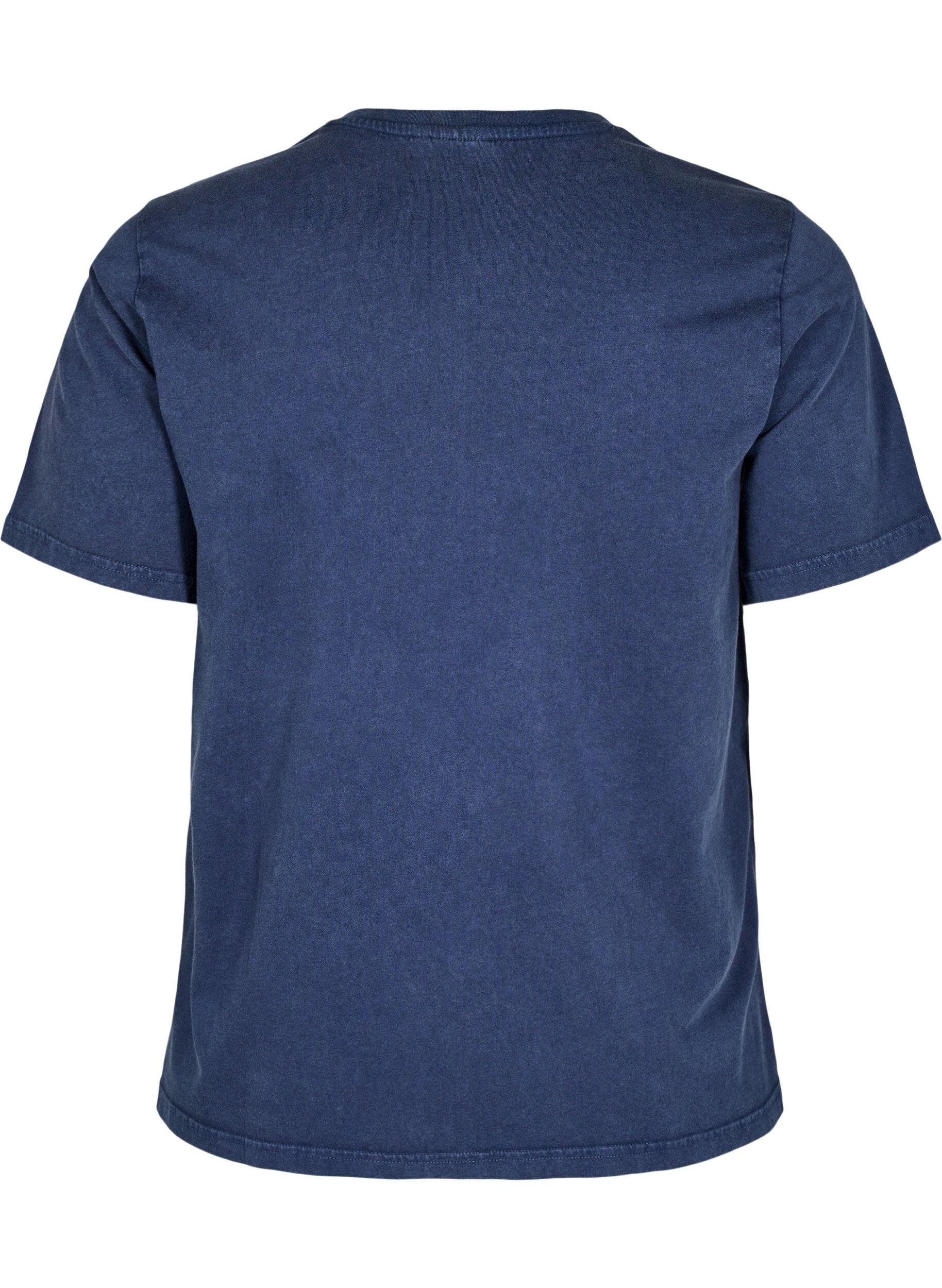 Zizzi T-shirt avec &oelig;illets et imprim&eacute;, Navy Washed , Packshot image number 1