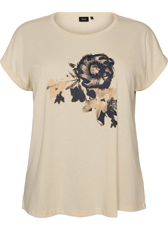 T-shirt avec imprim&eacute; d&eacute;coratif sur le devant, Vanille, Packshot image number 0