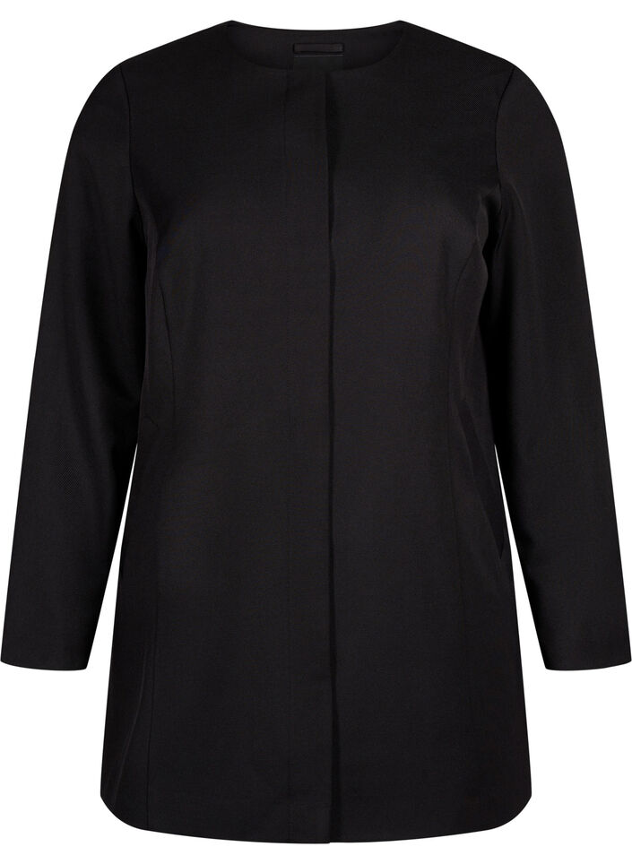 Veste de printemps avec patte de boutonnage cachée, Black, Packshot image number 0
