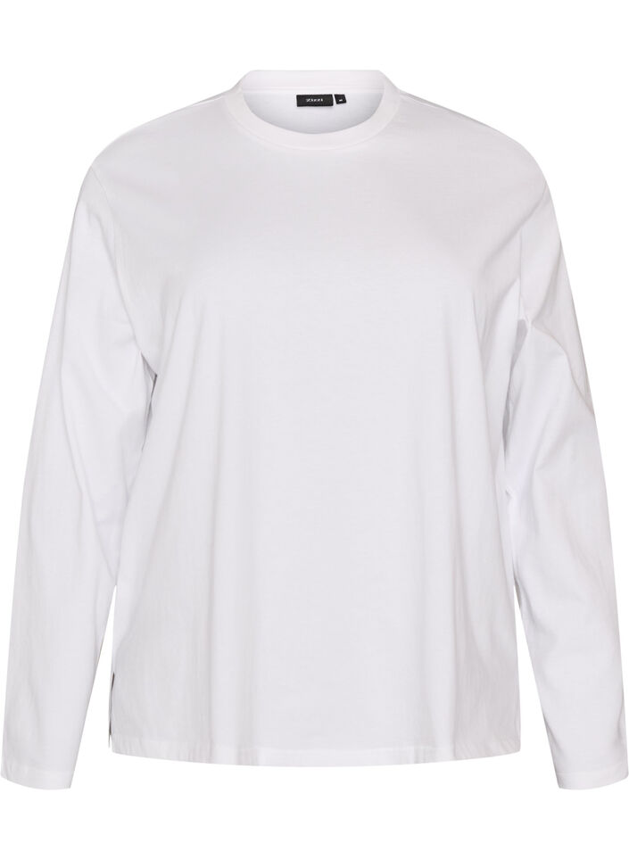 T-shirt Basic &agrave; manches longues, Blanc, Packshot image number 0