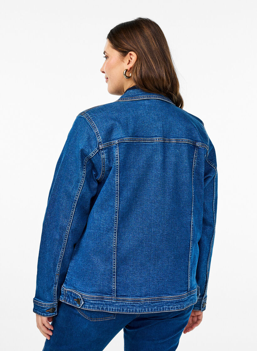 Veste en jean avec une coupe classique, Bleu, Model image number 2