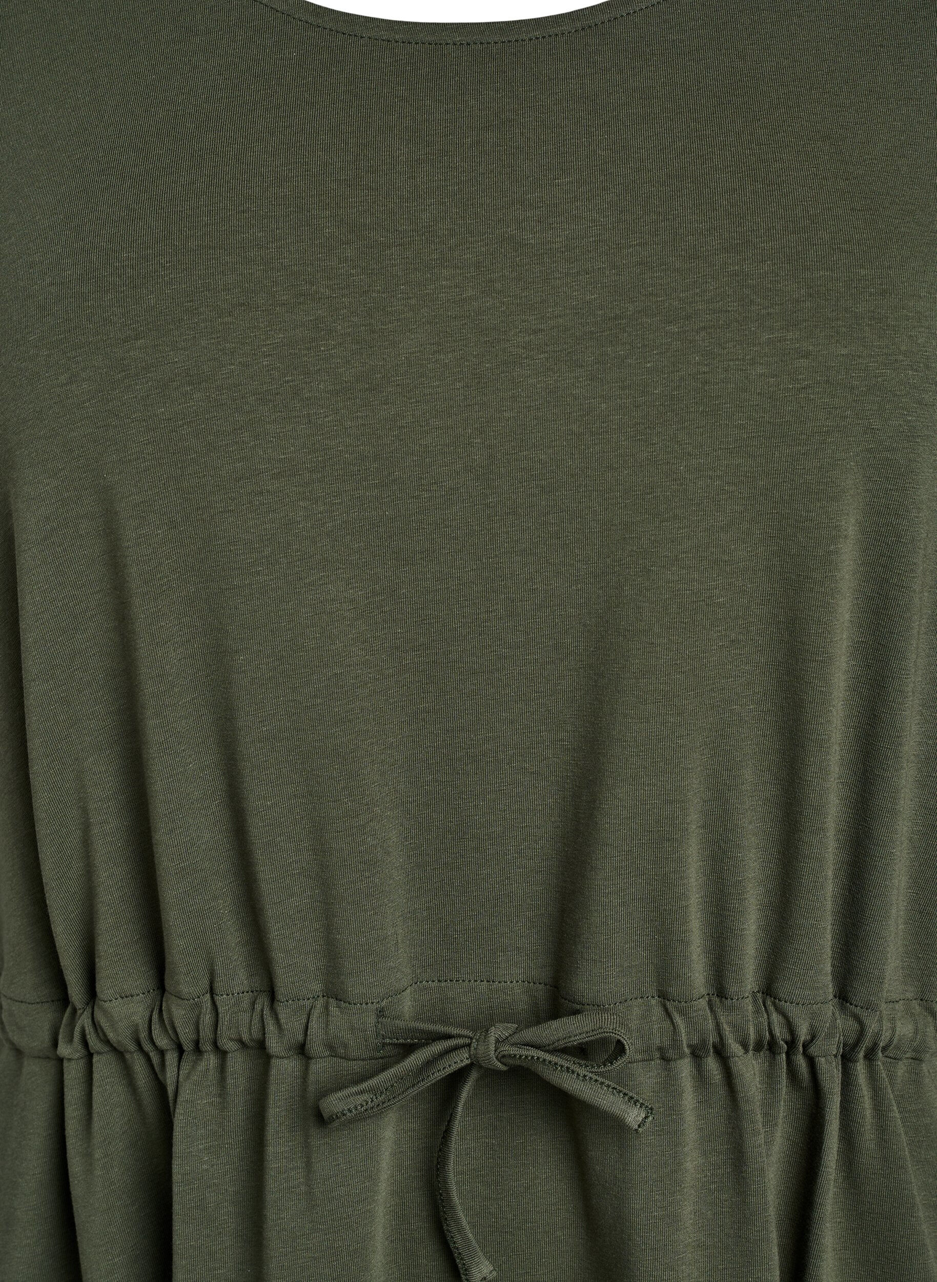 Zizzi Robe midi en coton &agrave; manches courtes, Vert, Packshot image number 2