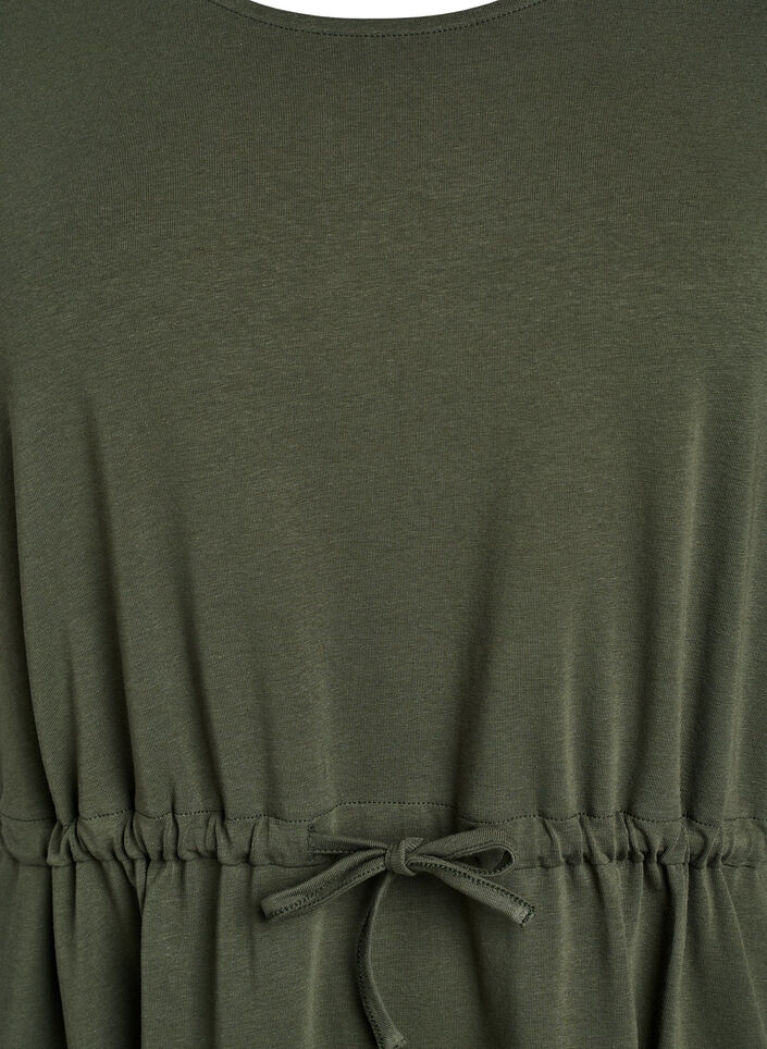 Robe midi en coton à manches courtes, Vert, Packshot image number 2