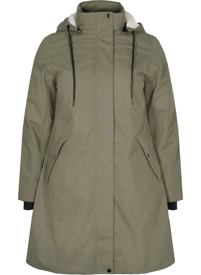 Veste imperméable avec capuche amovible, Dusty Olive, Packshot image number 0