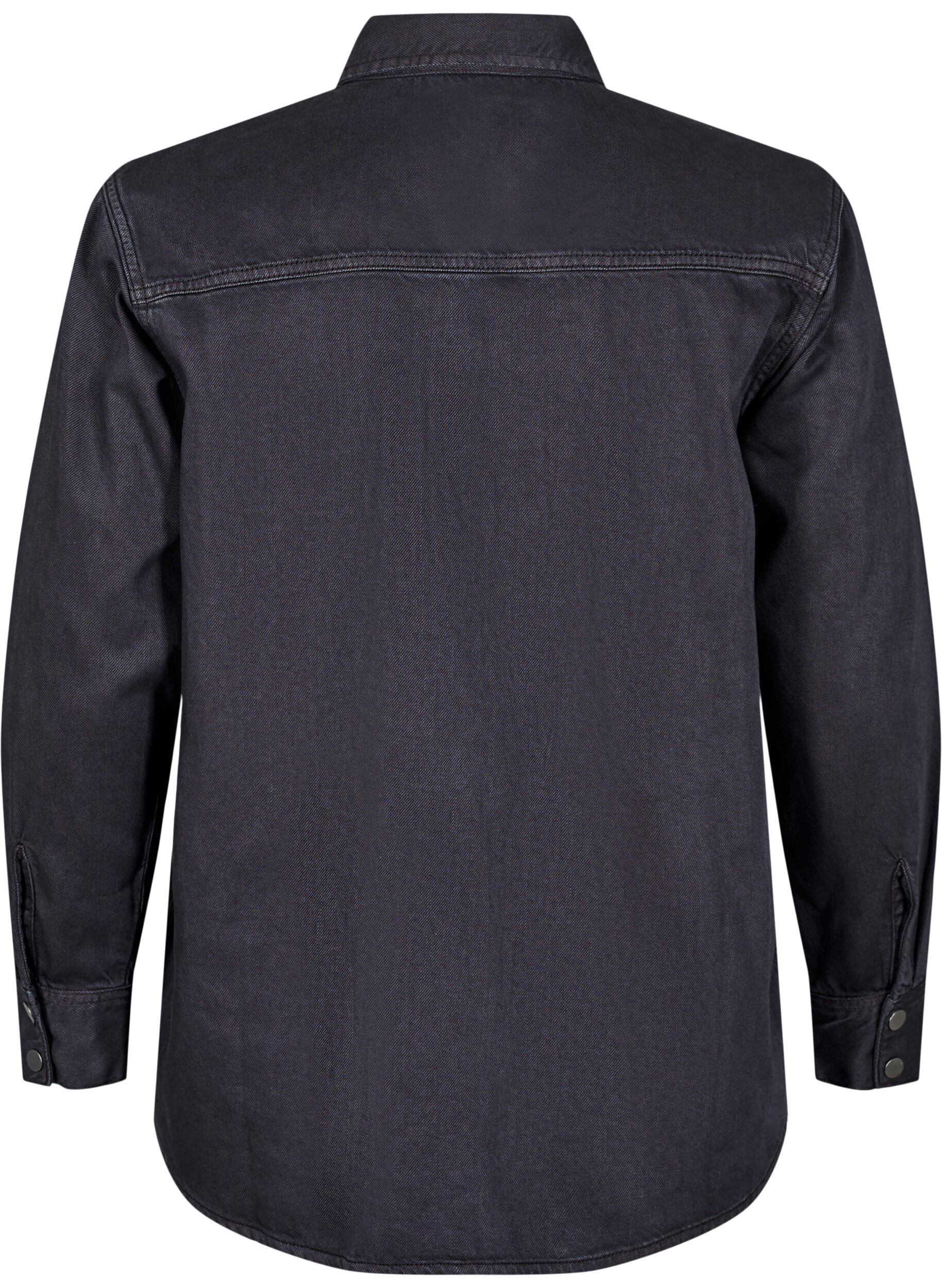 Zizzi Chemise en jean avec poches poitrine, Noir, Packshot image number 1
