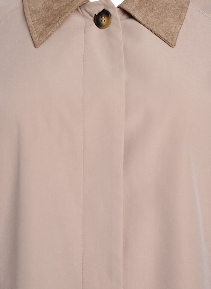 Veste de printemps avec col en su&eacute;dine et fermeture &agrave; boutons cach&eacute;s, Beige, Packshot