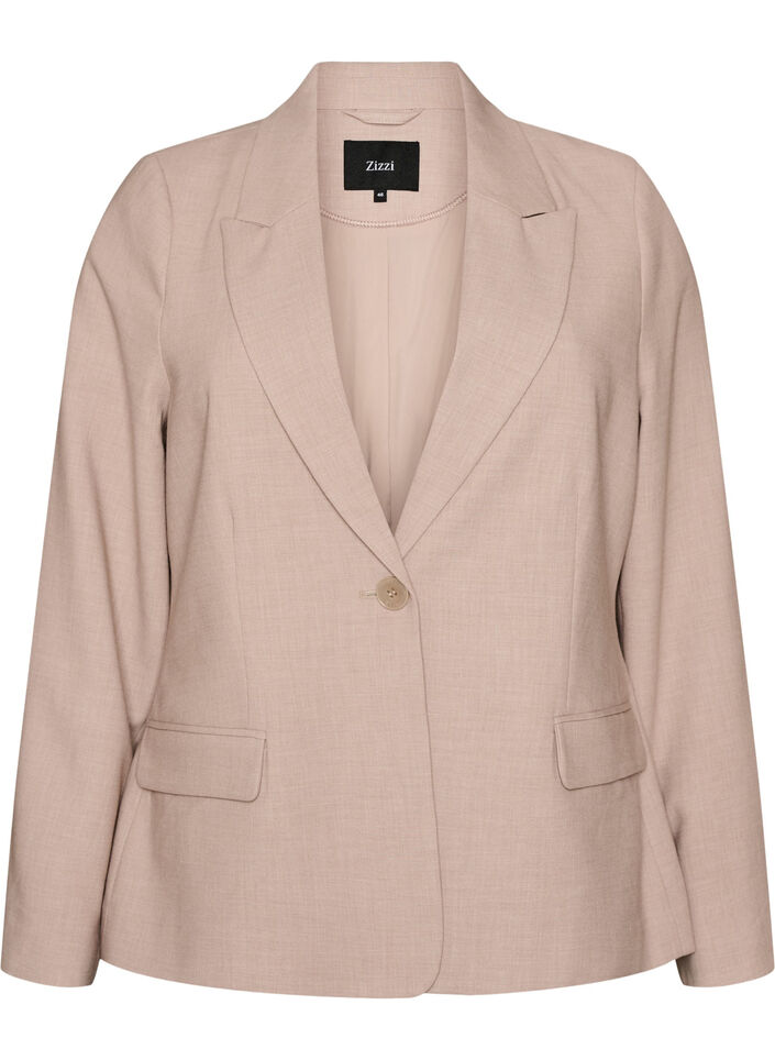 Blazer classique avec fermeture &agrave; bouton unique et poches, Beige, Packshot