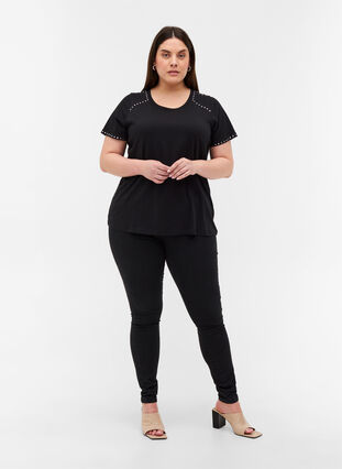 T-shirt en coton à manches courtes , Black, Model image number 2