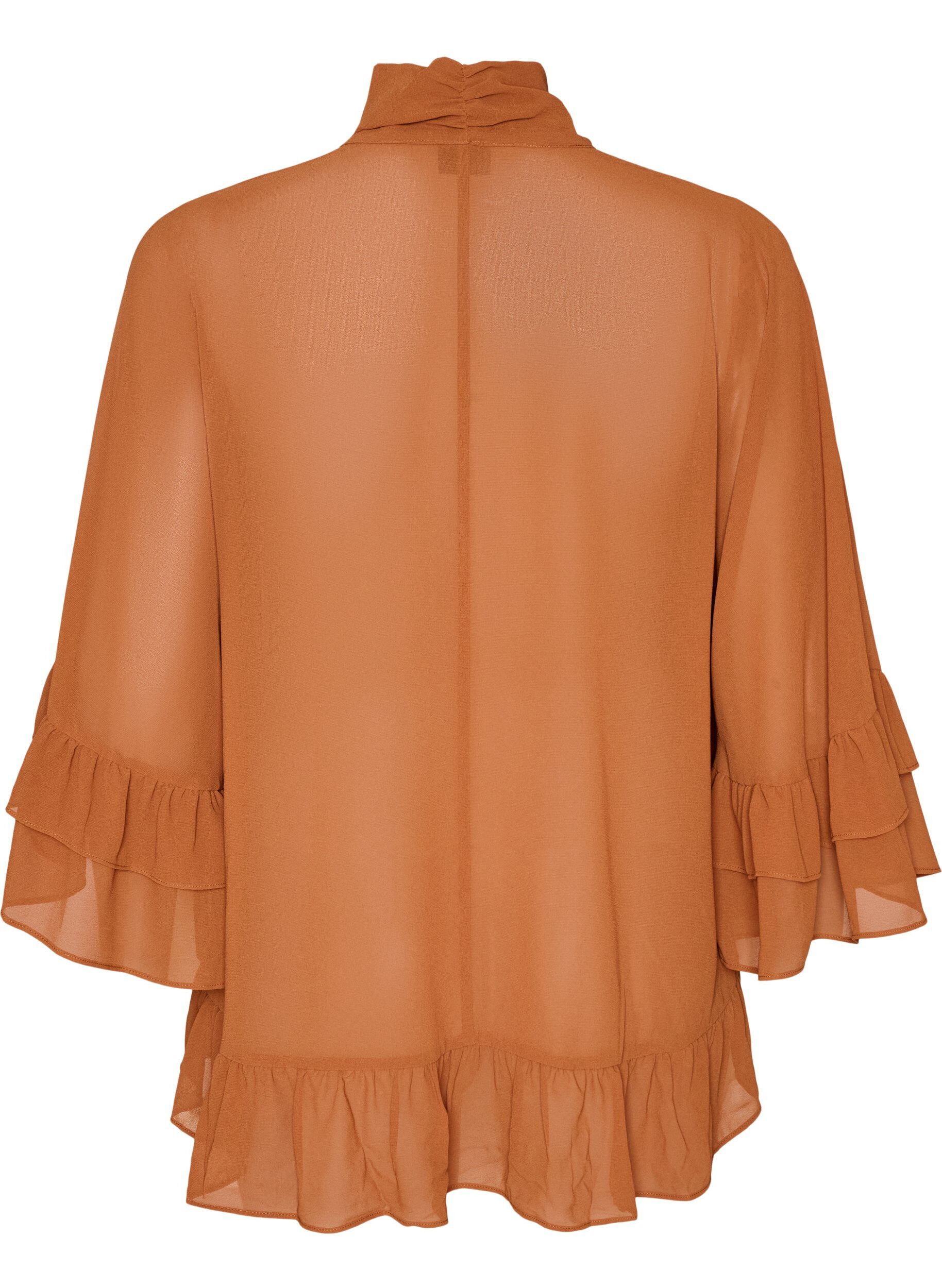 ZizziBlouse avec ruban &agrave; nouer et volants, Camel, Packshot image number 1
