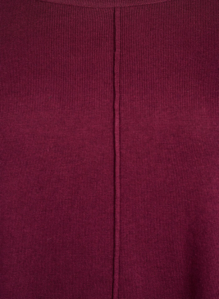 Blouse tricot&eacute;e en m&eacute;lange coton-viscose, Bordeaux fonc&eacute;, Packshot image number 2