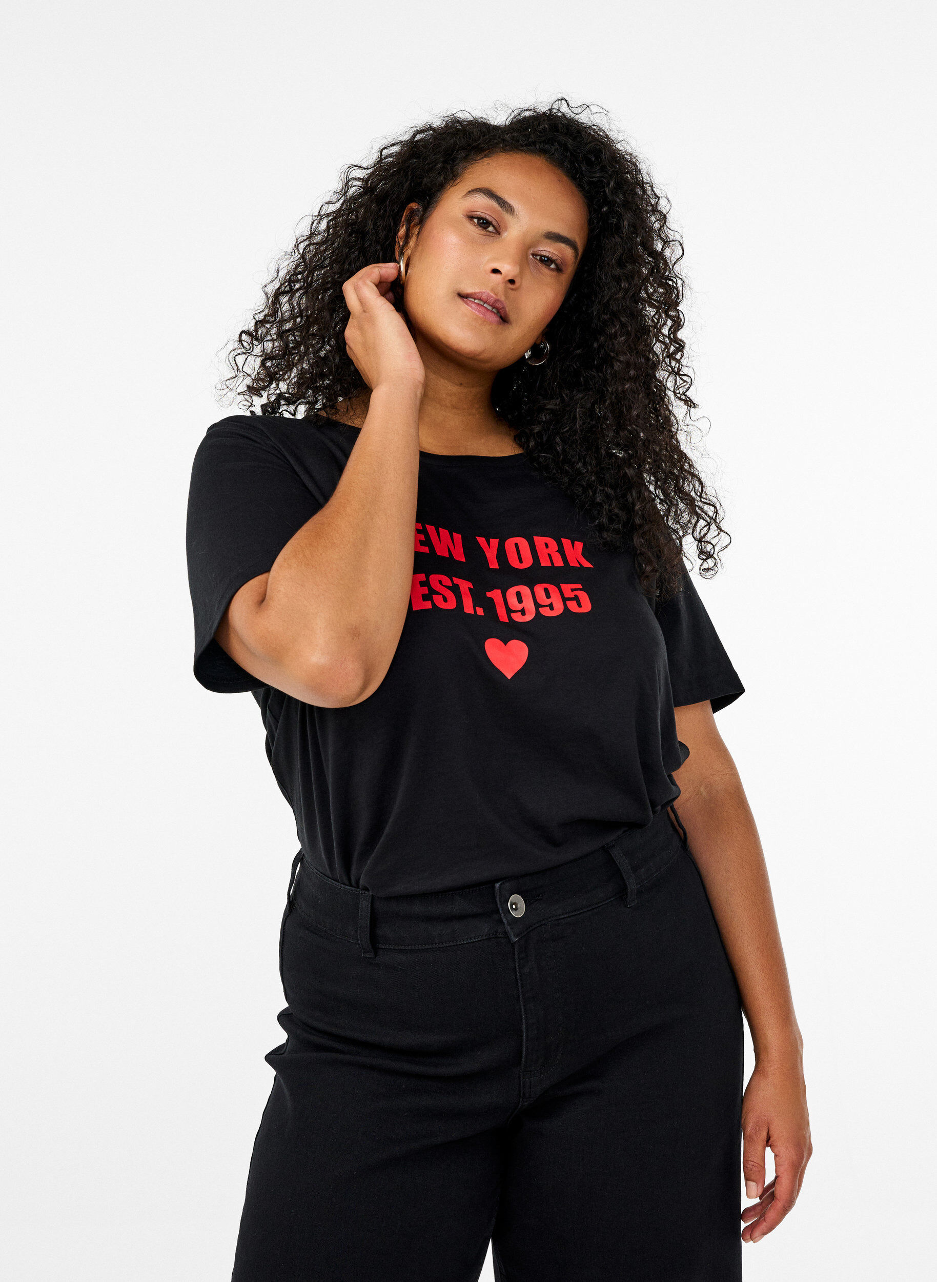 Zizzi FLASH &ndash; T-shirt avec motif, Noir, Model image number 0