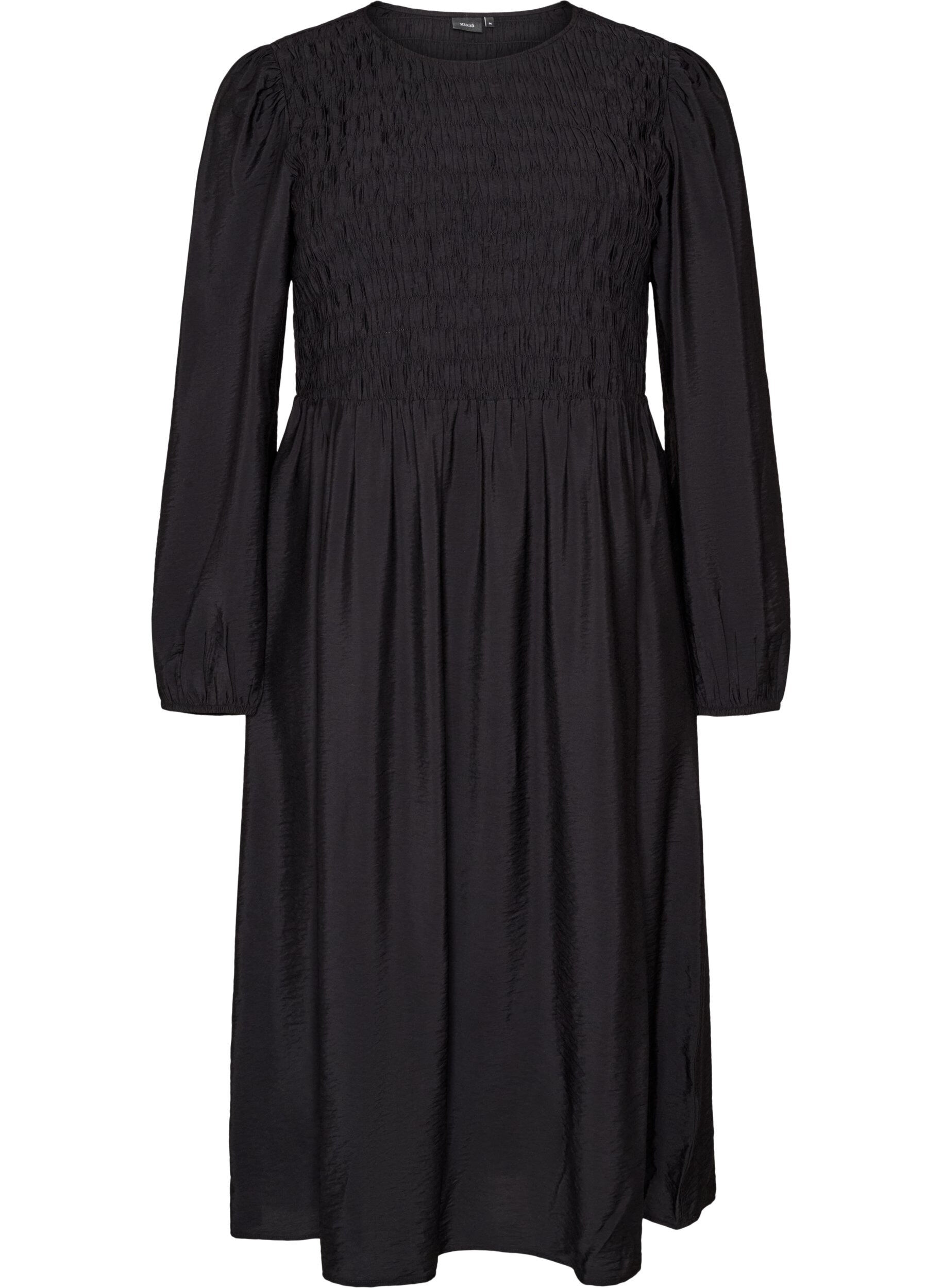 Robe midi en viscose avec smocks