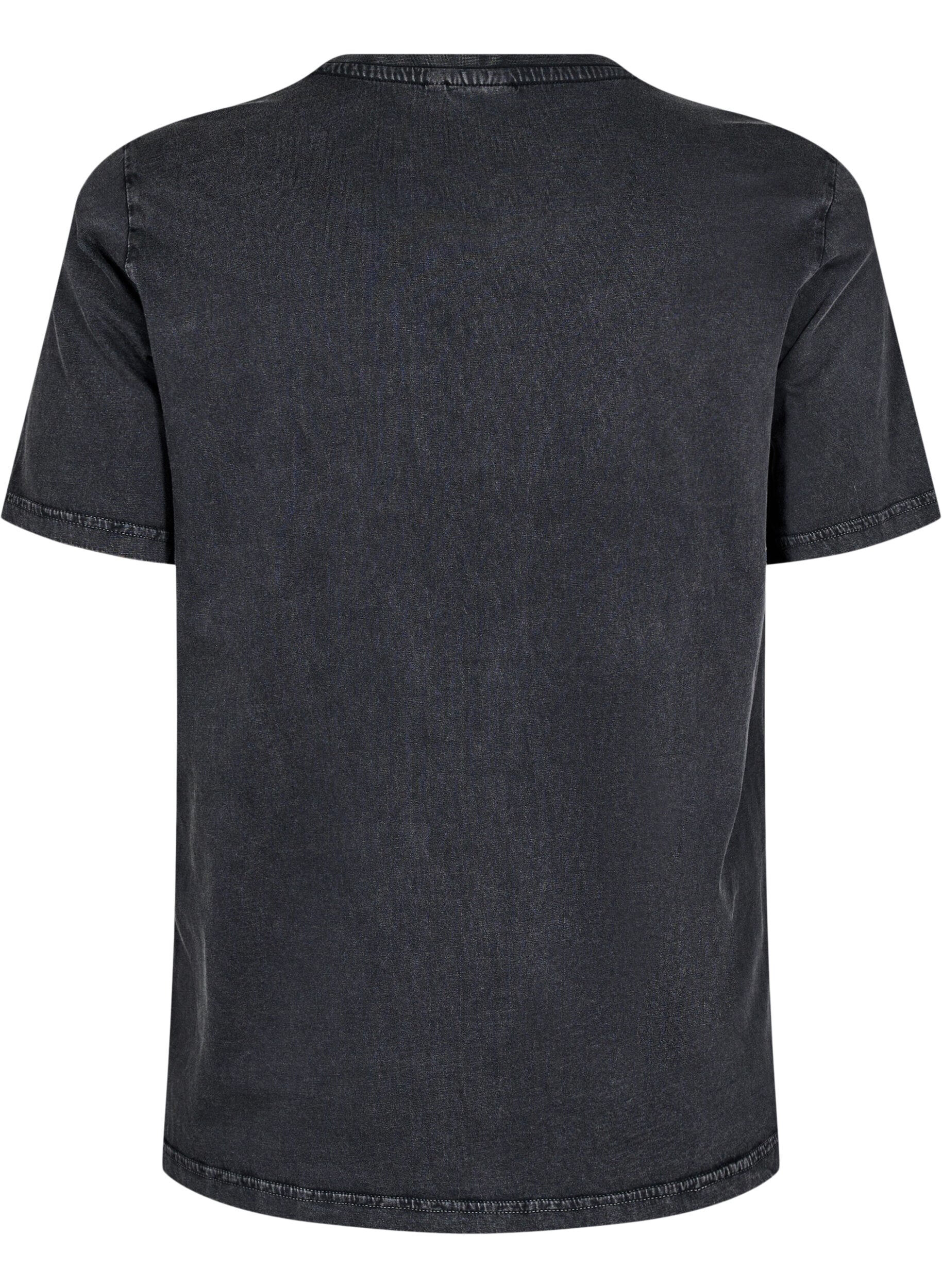 Zizzi T-shirt avec &oelig;illets et imprim&eacute;, Grey Washed , Packshot image number 1