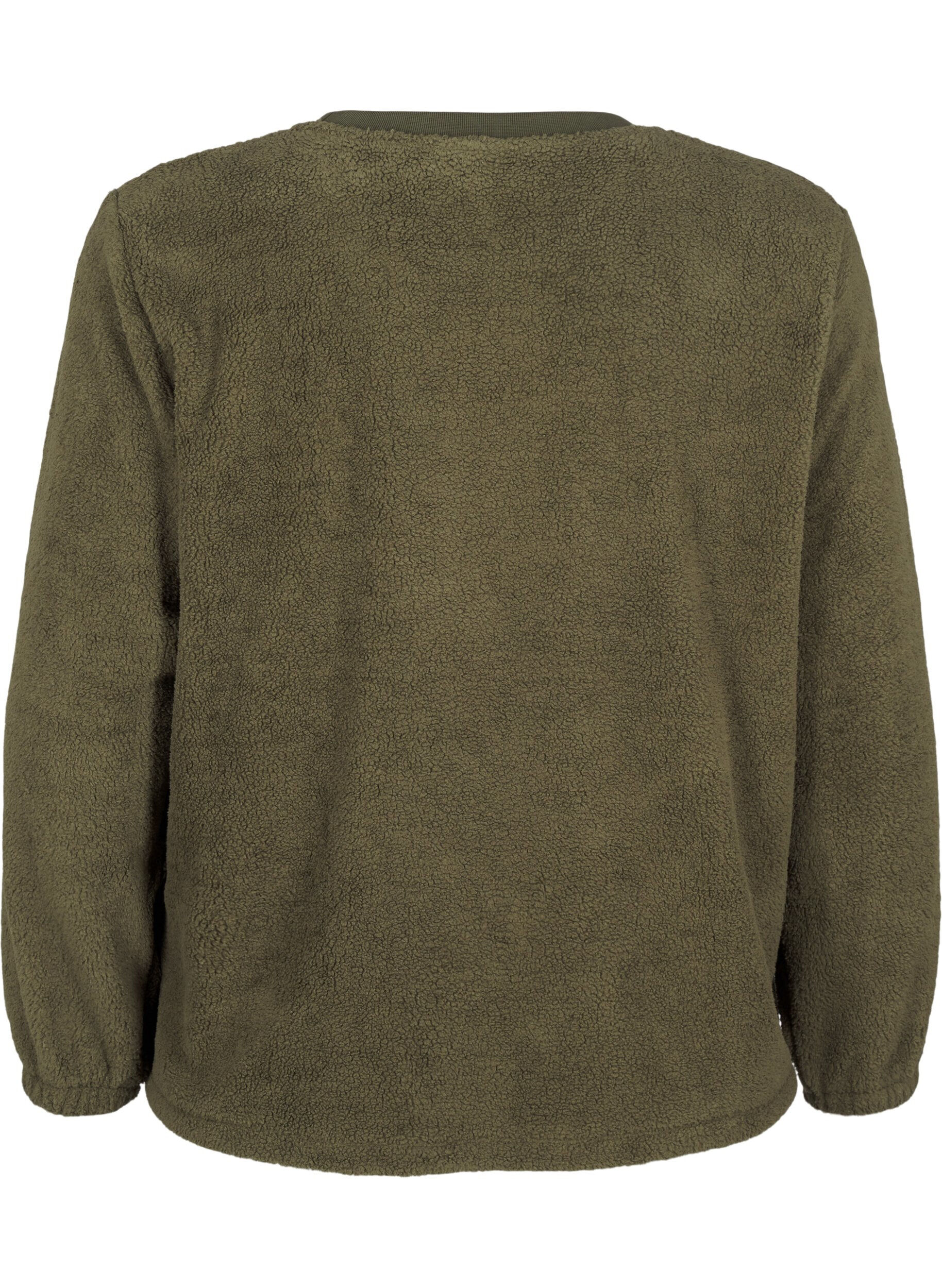 Zizzi Chemisier en peluche ample &agrave; col rond, Forest Night, Packshot image number 1