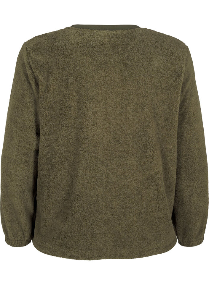 Chemisier en peluche ample à col rond, Forest Night, Packshot image number 1