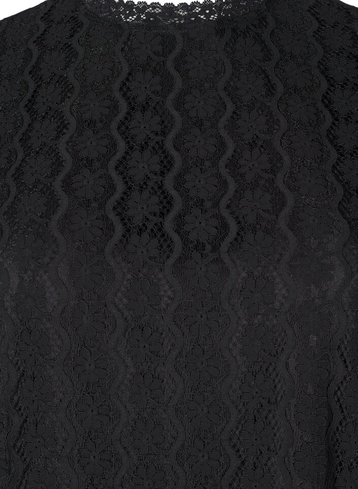 Top en dentelle avec détails volantés, Noir, Packshot image number 2