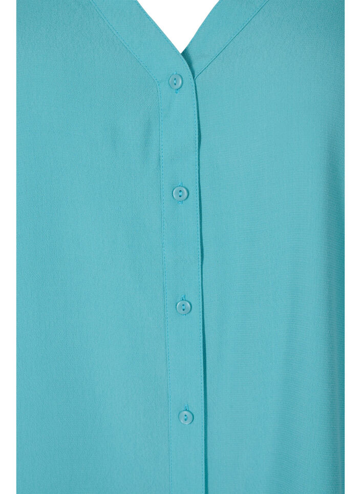 Top en viscose imprimée avec boutons, Aqua Sea, Packshot image number 2