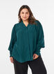 Blouse avec col &agrave; volants et fronces, Vert fonc&eacute;, Model image number 0