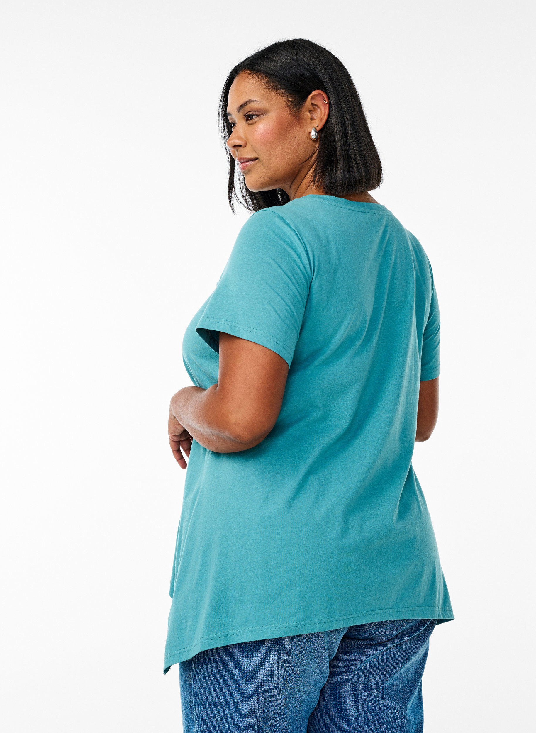 ZizziT-shirt &agrave; col rond et coupe &eacute;vas&eacute;e, Vert, Model image number 2