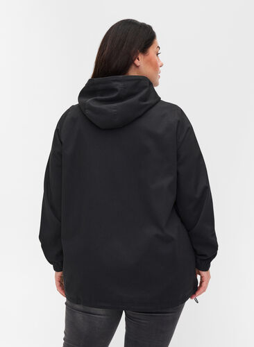 Anorak avec capuche et poche, Black, Model image number 1