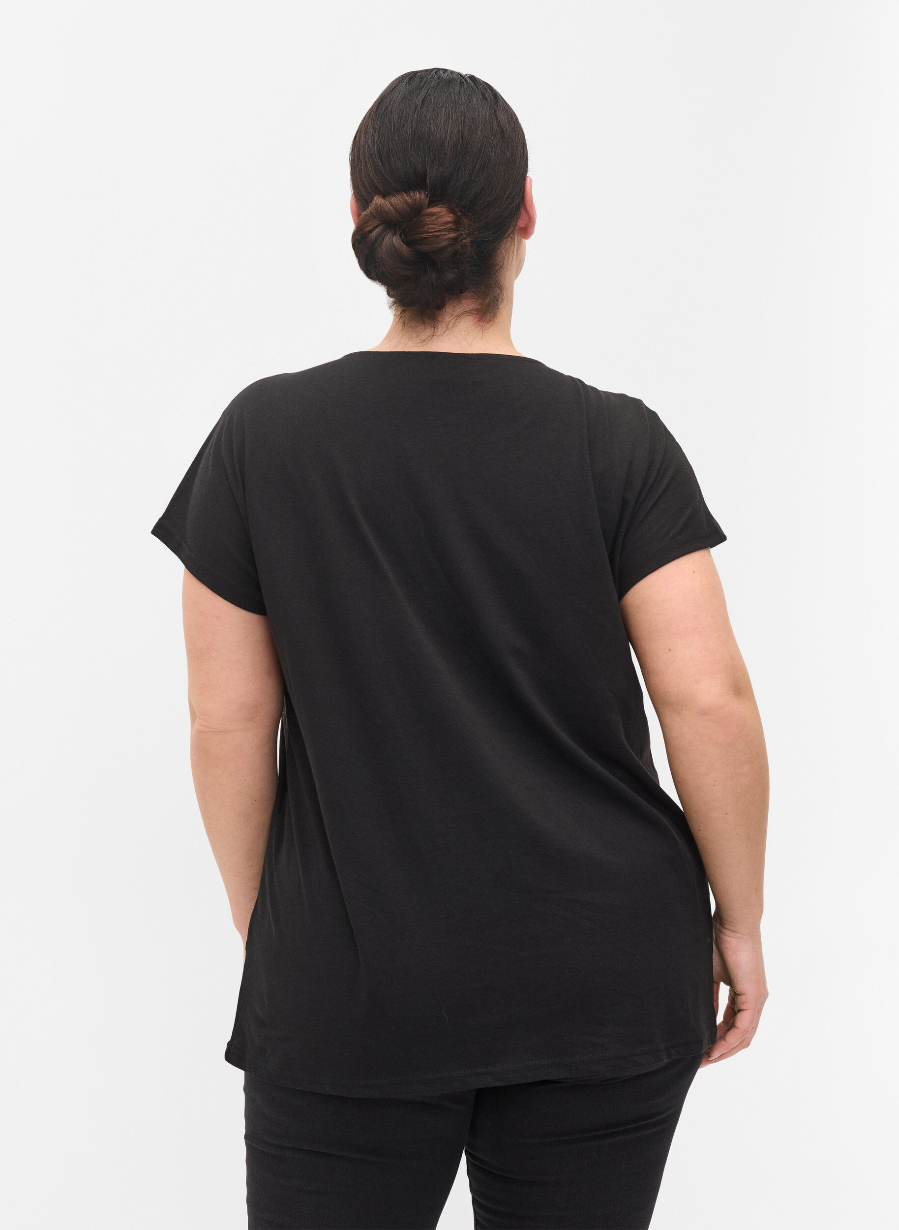 Zizzi T-shirt en m&eacute;lange coton, Black, Model image number 2