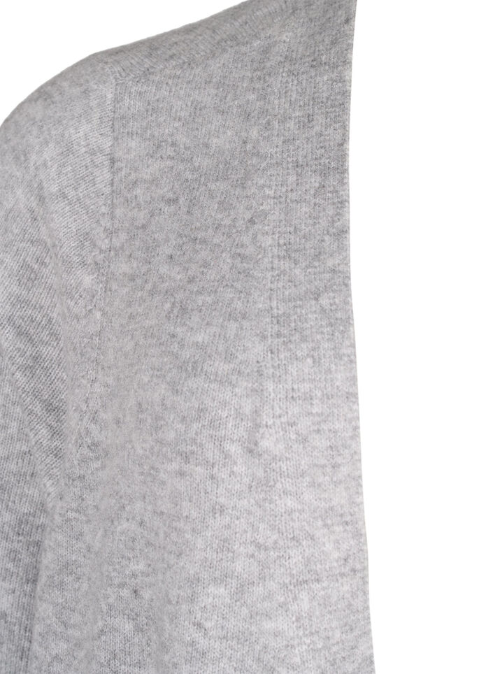 Long cardigan tricoté avec poches, Light Grey Melange, Packshot image number 2