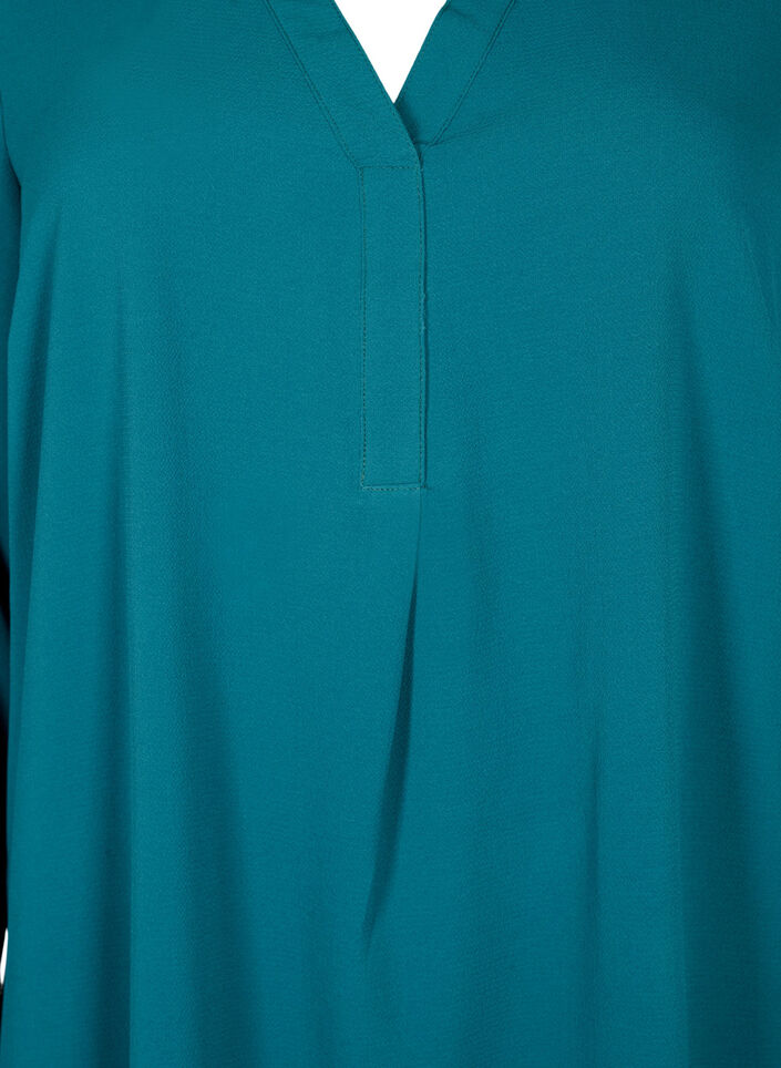 Robe à manches longues et encolure en V., Deep Teal, Packshot image number 2