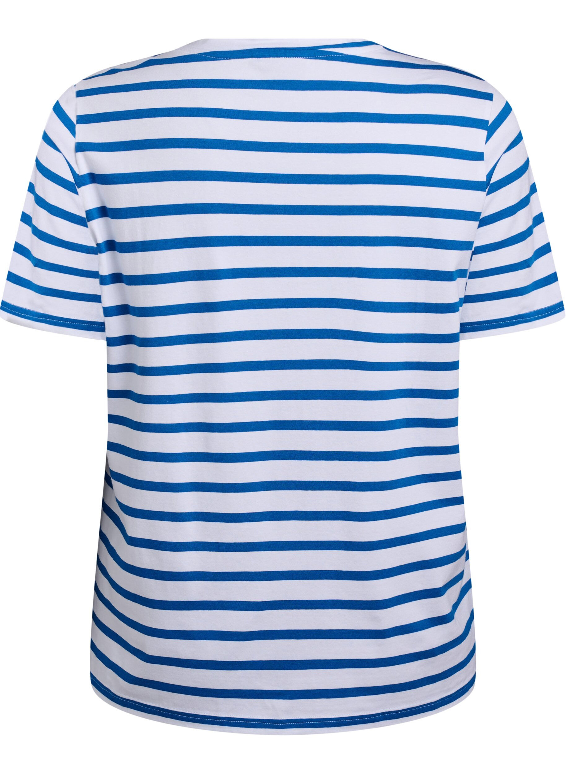 Zizzi T-shirt ray&eacute; en coton biologique, Bleu, Packshot image number 1