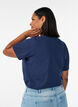 T-shirt en coton biologique avec broderie ajour&eacute;e, Bleu, Model image number 2