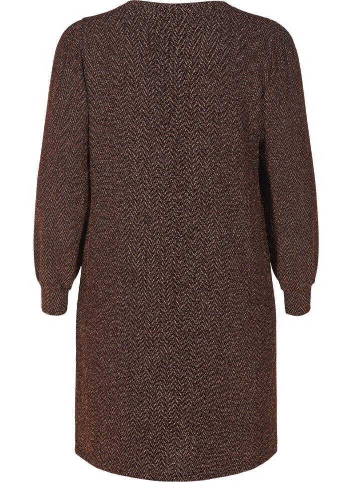 Robe avec un motif en zigzag et des paillettes, Copper ZigZagShimmer, Packshot image number 1