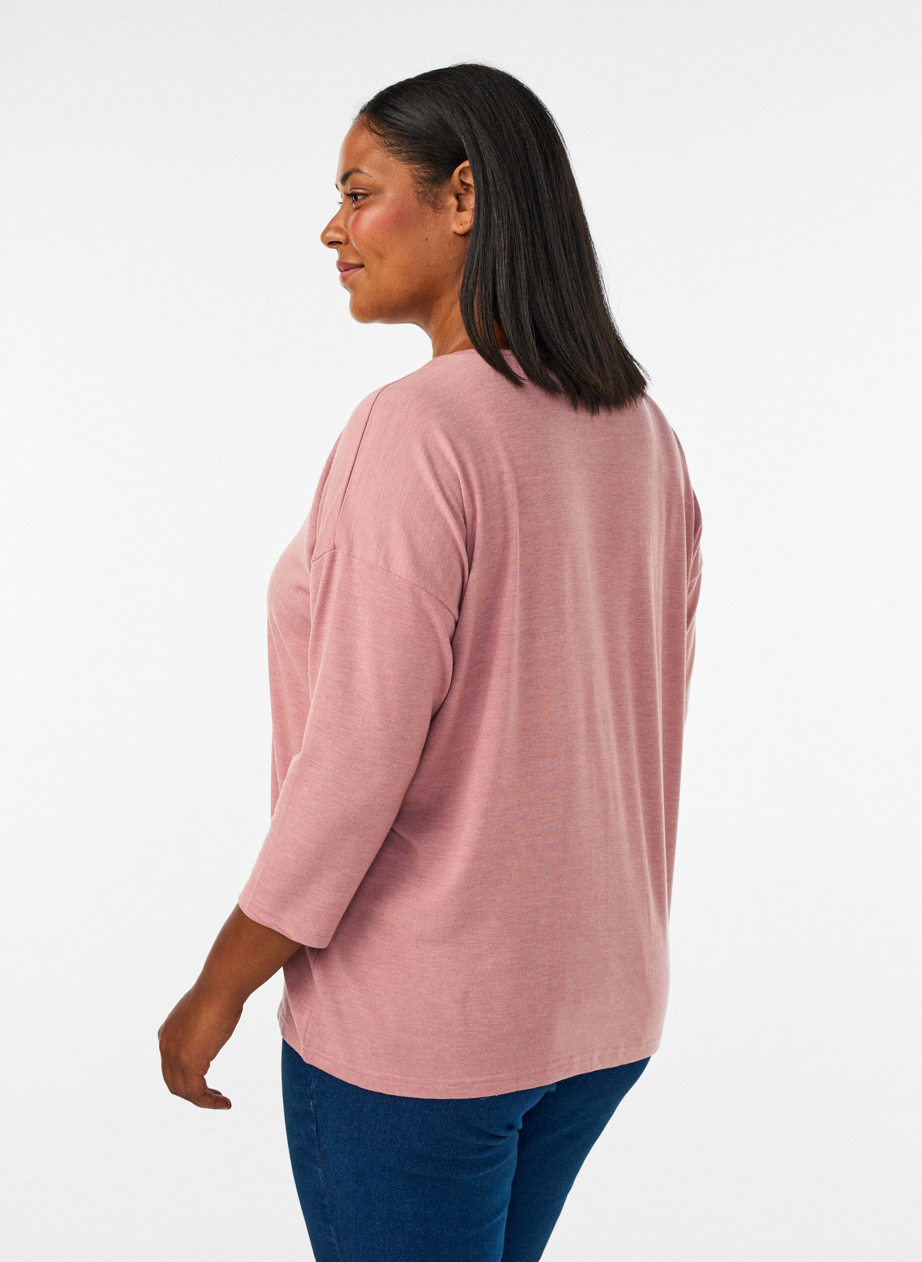 ZizziBlouse en jersey avec manches 3/4, Rose poudr&eacute;e, Model image number 2
