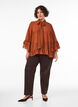 Blouse avec ruban &agrave; nouer et volants, Camel, Model image number 1