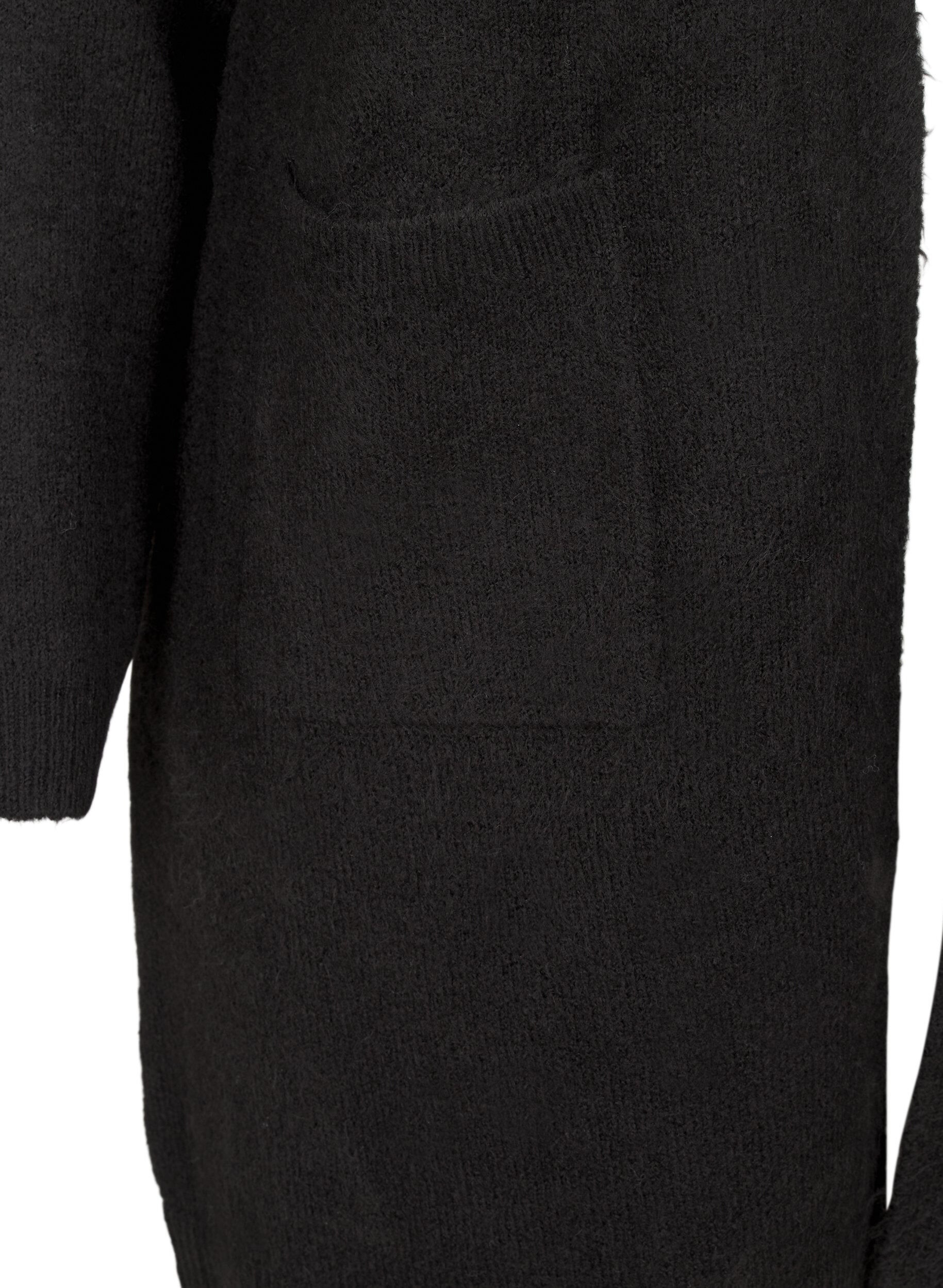 Zizzi Long cardigan tricot&eacute; avec poches, Noir, Packshot image number 3