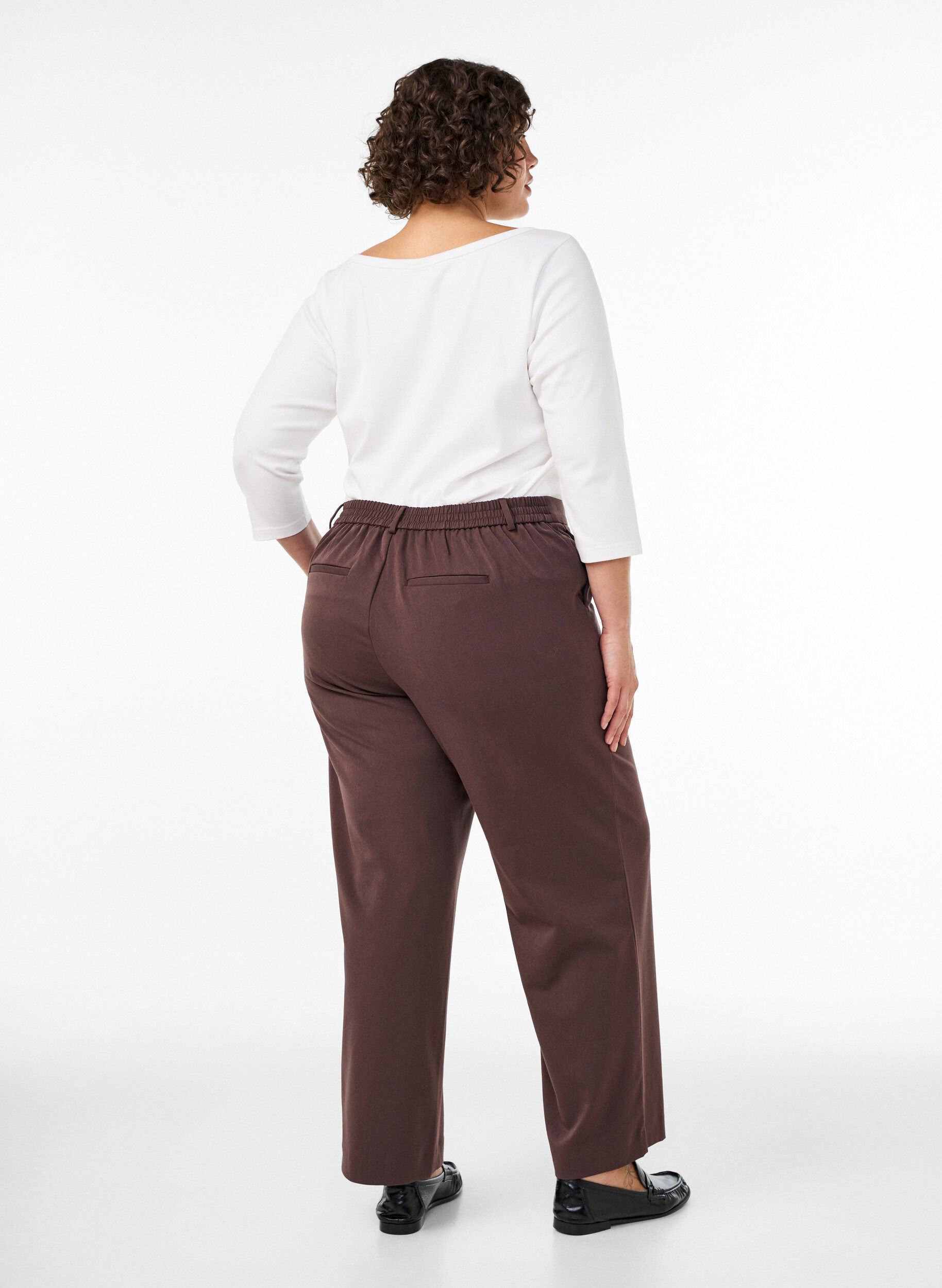 ZizziPantalon de costume taille haute coupe droite, Marron, Model image number 1