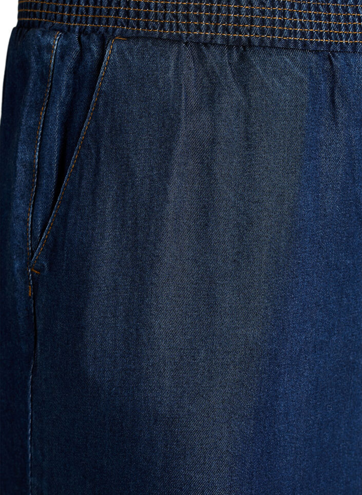 Pantalon large en lyocell aspect denim, Bleu, Packshot image number 2